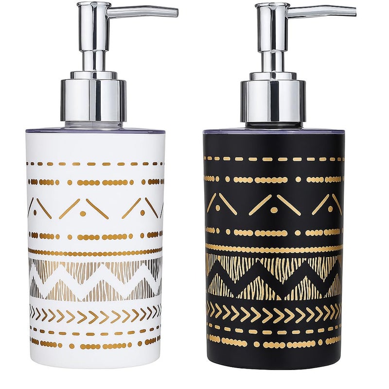 LAGET ® 300ml Soap Dispenser for wash Basin - White Black Golden Print | Kitchen and Bathroom Accessories Items | Handwash Dispenser Bottle- Set of 2 - Image 4