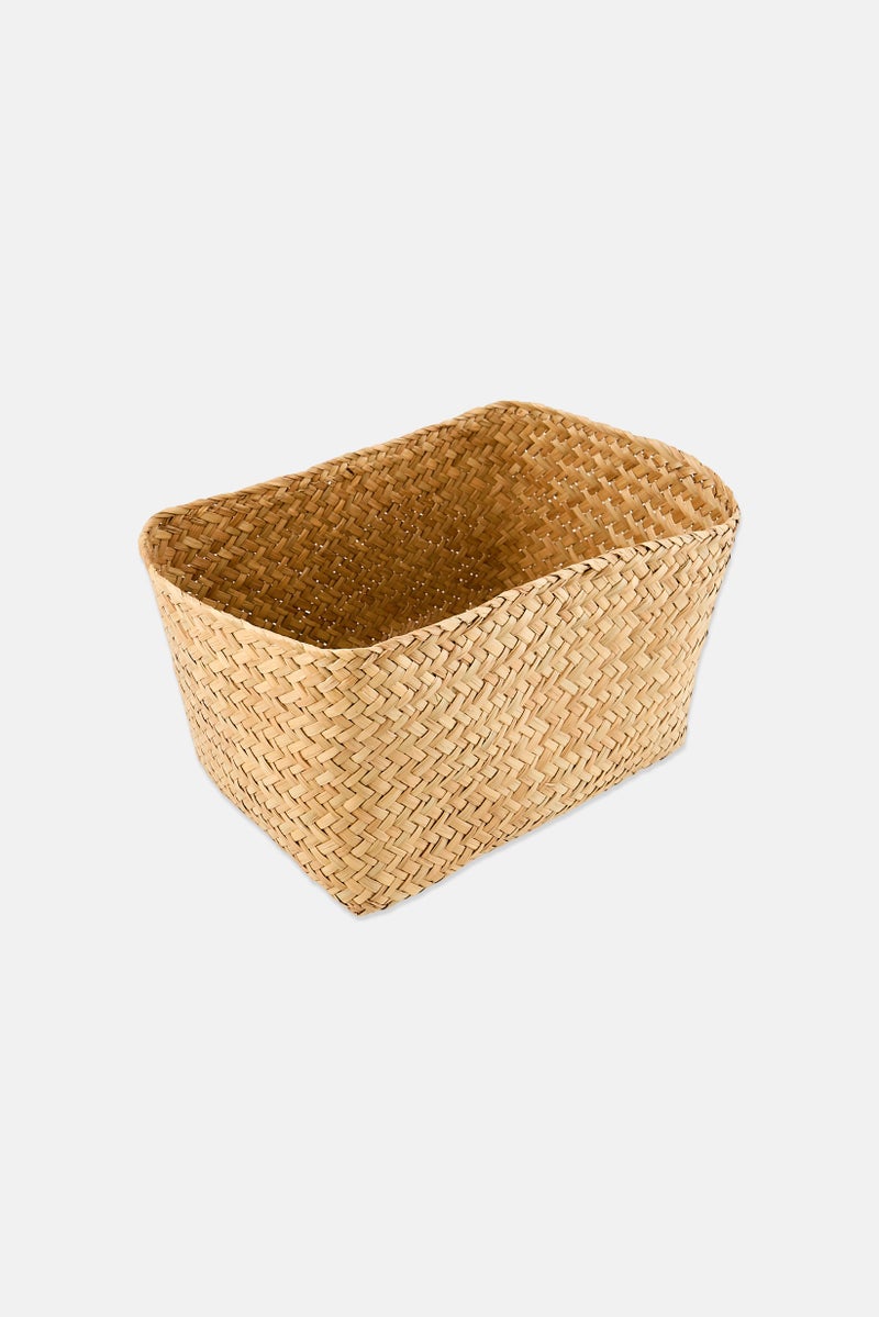 Muy Mucho Natural Sea Grass Square Basket, Tan - Image 2