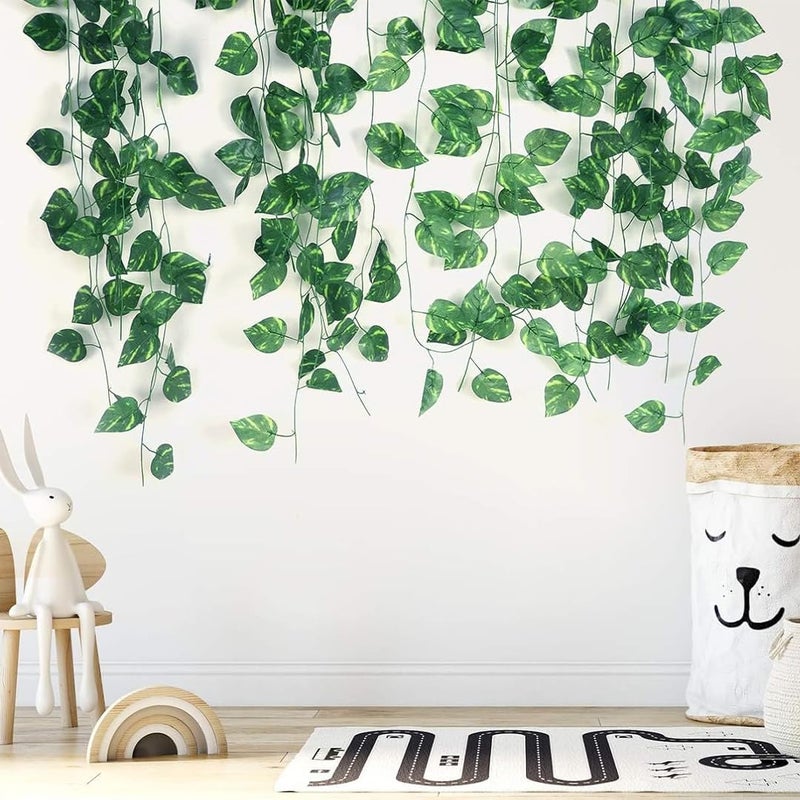 fizzytech Artificial Plants Leaves 6 Pcs Ivy Garlands Plant Greenery Hanging Vine Creeper Home Decor Door Wall Balcony Decoration Party Festival Craft