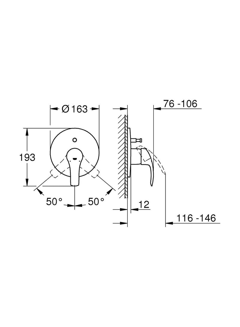 جروهي 19450002 خلاط حمام يوروسمارت أحادي المستوى - Image 3