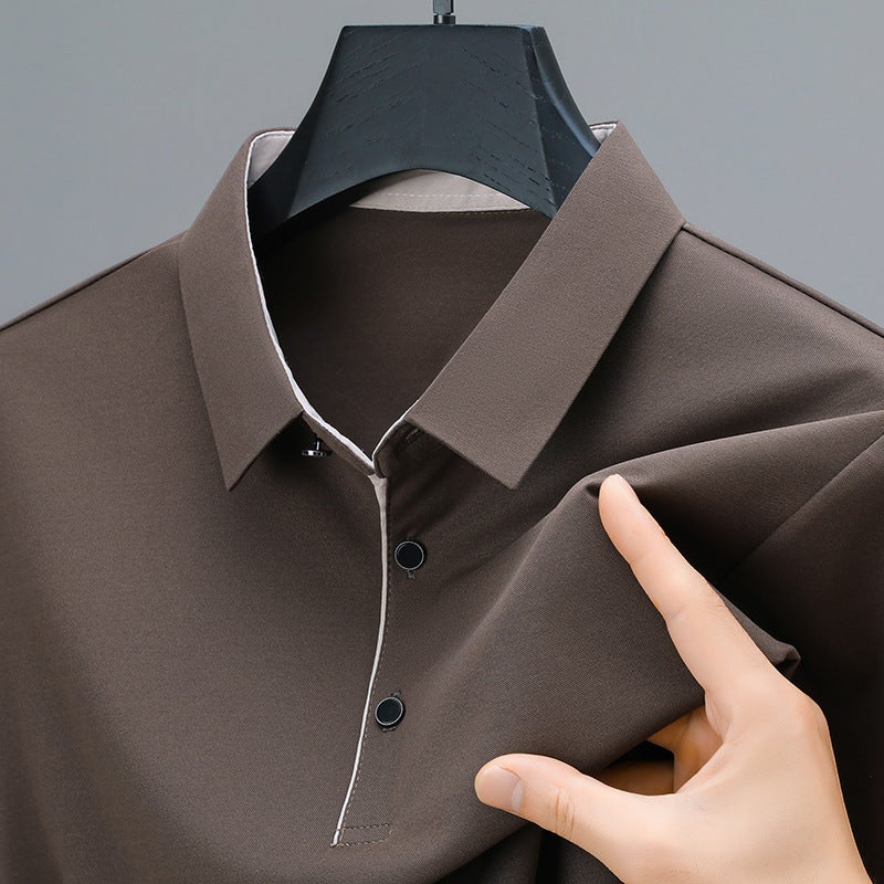 Men's Casual Short Sleeve Polo Shirt Quick Dry Loose Fit Big Size Top - Image 4