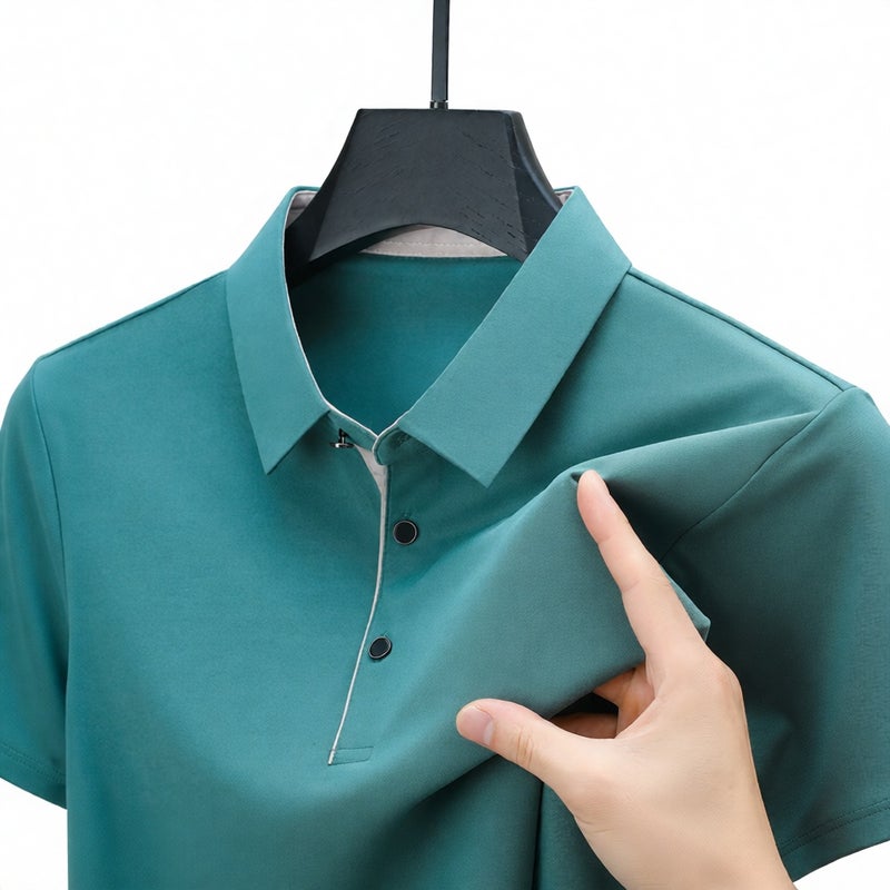 Men's Casual Short Sleeve Polo Shirt Quick Dry Loose Fit Big Size Top - Image 1