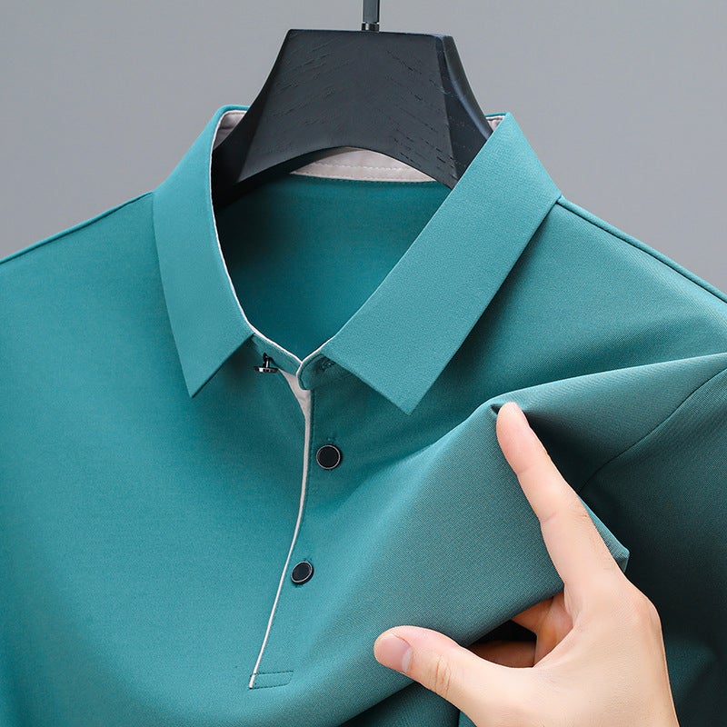 Men's Casual Short Sleeve Polo Shirt Quick Dry Loose Fit Big Size Top - Image 2