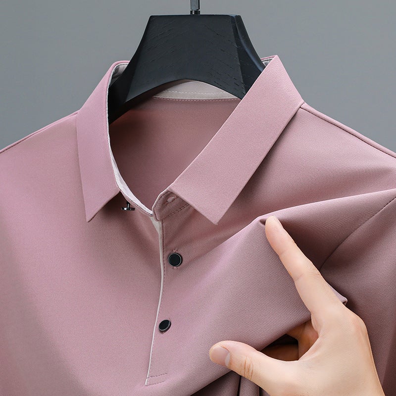 Men's Casual Short Sleeve Polo Shirt Quick Dry Loose Fit Big Size Top - Image 3