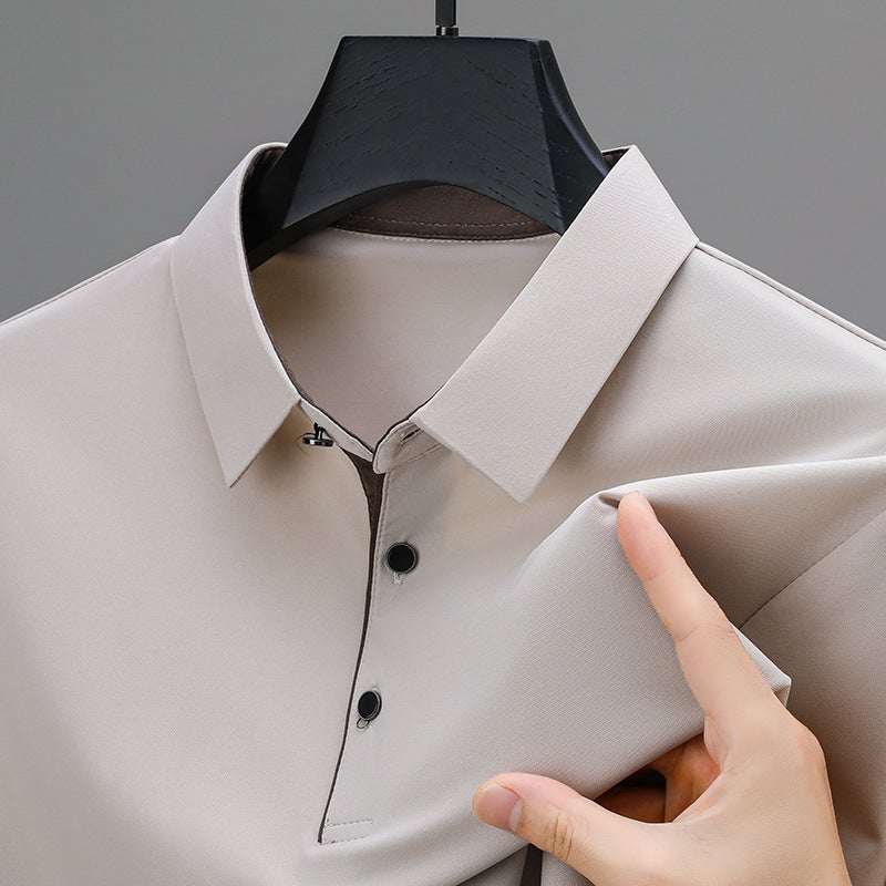 Men's Casual Short Sleeve Polo Shirt Quick Dry Loose Fit Big Size Top - Image 5
