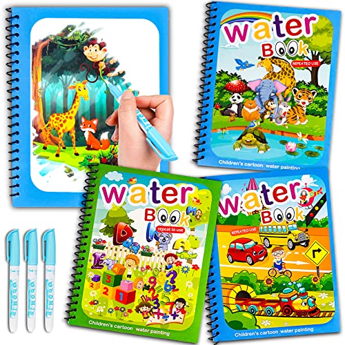 AIR BLOW Water Coloring Books for Toddlers, Water Painting Book for Toddlers, Paint with Water Books, Toddler Toys & Activities for Girls Boy Christmas Birthday Gift for 3 4 5 6 7+ Year Old (3 Pack) - Image 1