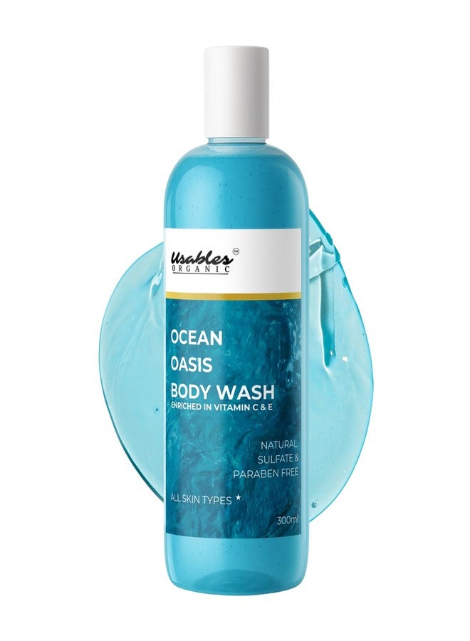 Usables ORGANIC Body Wash with 20% Natural Vitamin C & Kakadu Plum | Aloe Vera Gel for Skin Glow | Absolute Relax Shower Gel for Men & Women, 300ml Pump (Ocean Oasis) - Image 1
