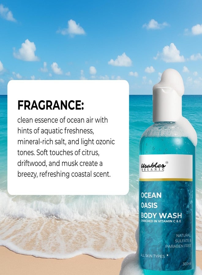Usables ORGANIC Body Wash with 20% Natural Vitamin C & Kakadu Plum | Aloe Vera Gel for Skin Glow | Absolute Relax Shower Gel for Men & Women, 300ml Pump (Ocean Oasis) - Image 5
