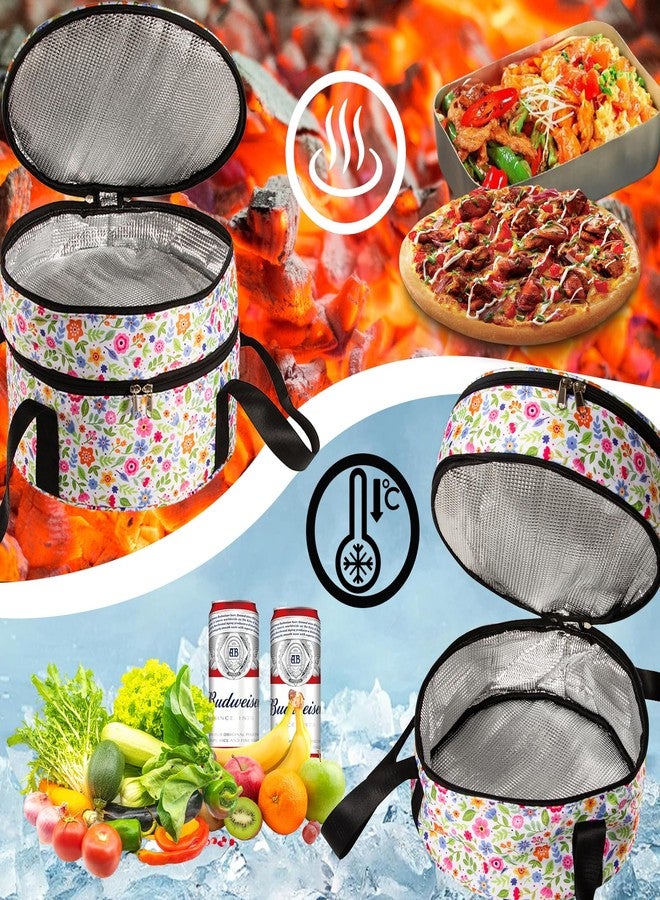 QCWN Casserole Carrier,Pie Carrier, Insulated Casserole Carriers Bag Case with Handle,2 Compartments Insulated lunch bag Food Carrier Hot Plate Salad Bowl Holder for Picnic Potluck Trip Holiday. 12.5” - Image 3