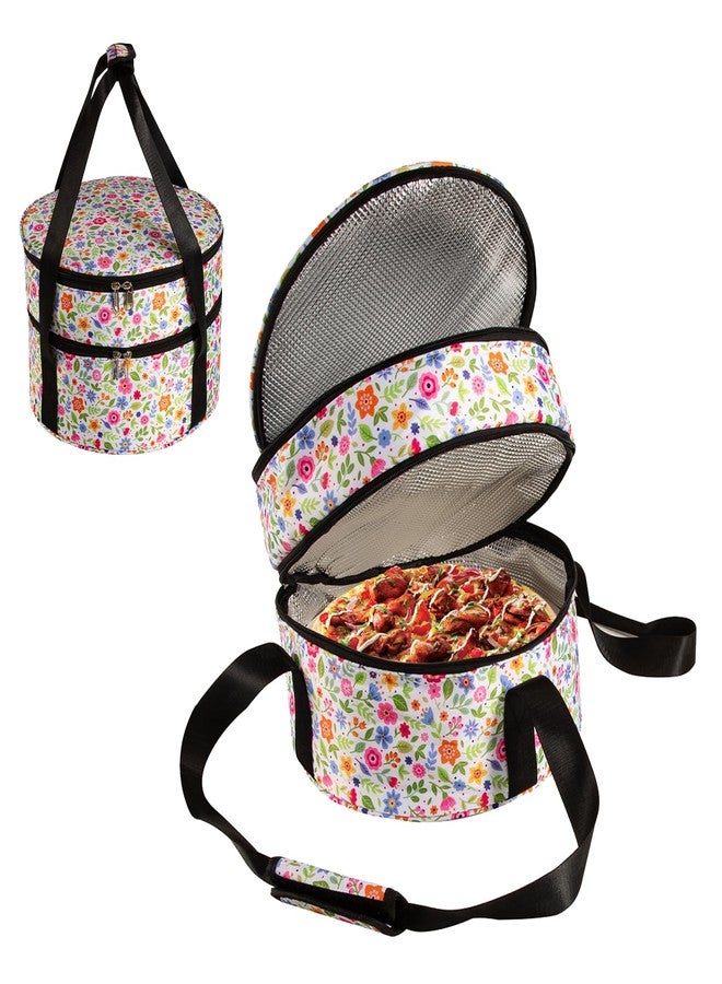 QCWN Casserole Carrier,Pie Carrier, Insulated Casserole Carriers Bag Case with Handle,2 Compartments Insulated lunch bag Food Carrier Hot Plate Salad Bowl Holder for Picnic Potluck Trip Holiday. 12.5” - Image 1