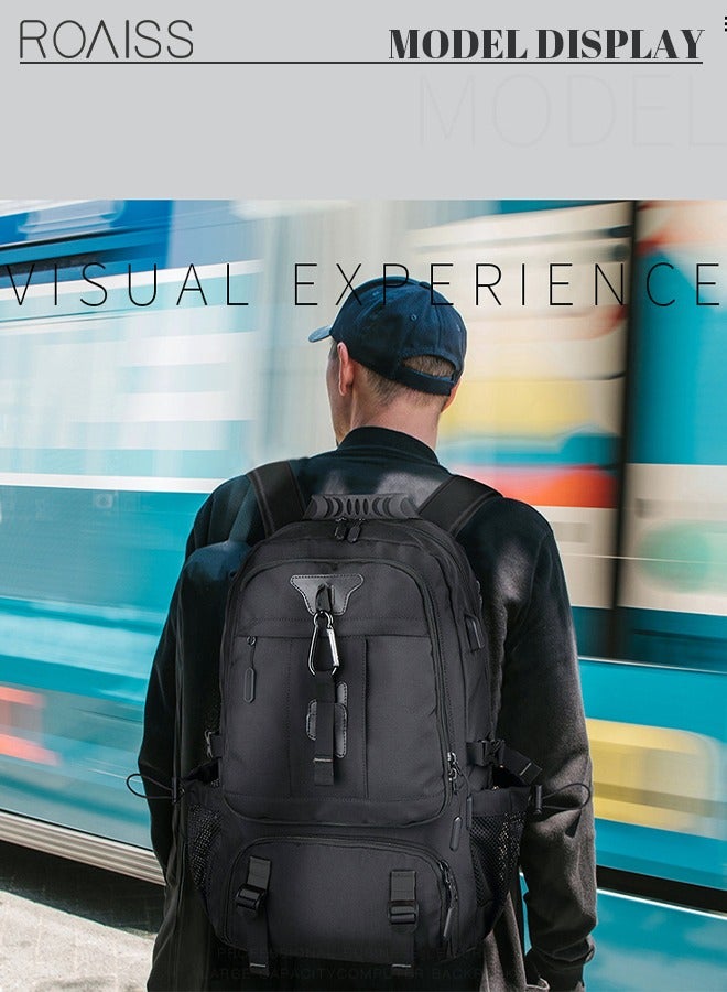 roaiss Versatile 60L Hiking Backpack with Separate Shoe Compartment: Unisex Large Capacity Expandable Luggage Bag with USB Port Perfect for Sports Travel Outdoor Adventures Business Trips and Work - Image 1