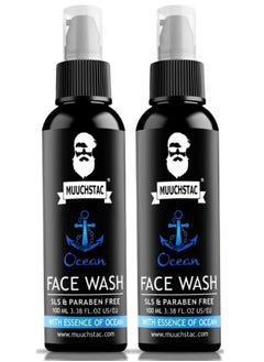 MUUCHSTAC Muuchstac Ocean Face Wash for Men | Fight Acne & Pimples, Brighten Skin, Clears Dirt, Oil Control, Refreshing Feel - Multi-Action Formula (2x100 ml)  - Image 1