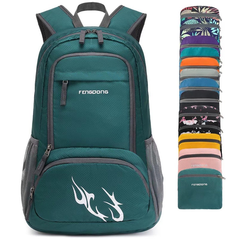 Fengdong 35L Lightweight Foldable Waterproof Packable Travel Hiking Backpack Daypack For Men Women Dark Green - Image 1