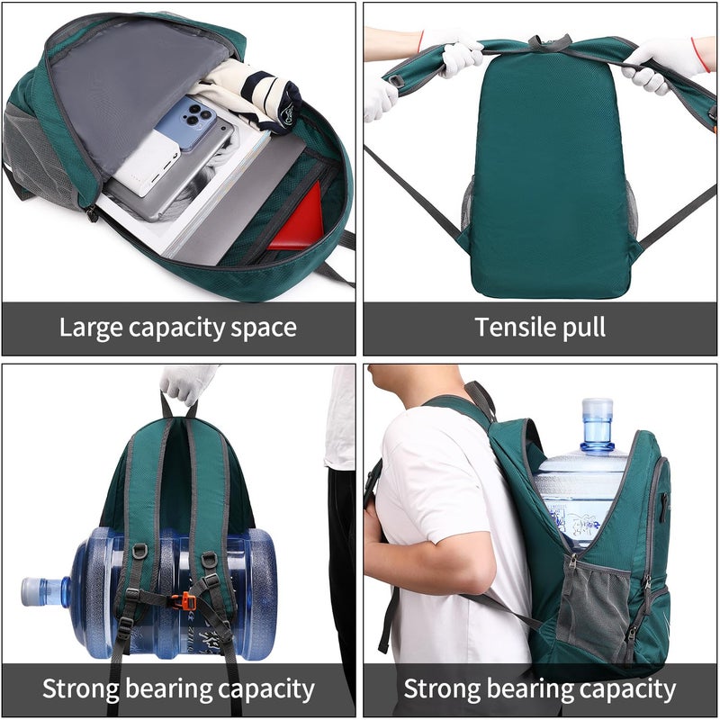Fengdong 35L Lightweight Foldable Waterproof Packable Travel Hiking Backpack Daypack For Men Women Dark Green - Image 5