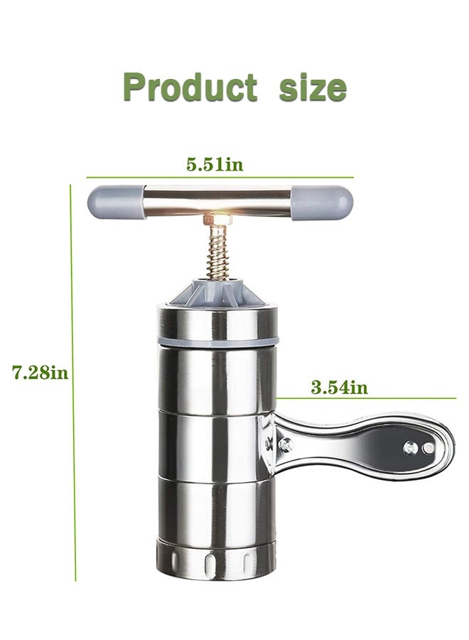 سويت لايف صانعة معكرونة يدوية من الفولاذ المقاوم للصدأ، صانعة معكرونة محمولة، آلة ضغط لصنع المعكرونة، أدوات صنع السباغيتي مع 5 قوالب معكرونة - Image 5