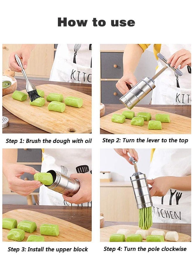 سويت لايف صانعة معكرونة يدوية من الفولاذ المقاوم للصدأ، صانعة معكرونة محمولة، آلة ضغط لصنع المعكرونة، أدوات صنع السباغيتي مع 5 قوالب معكرونة - Image 4