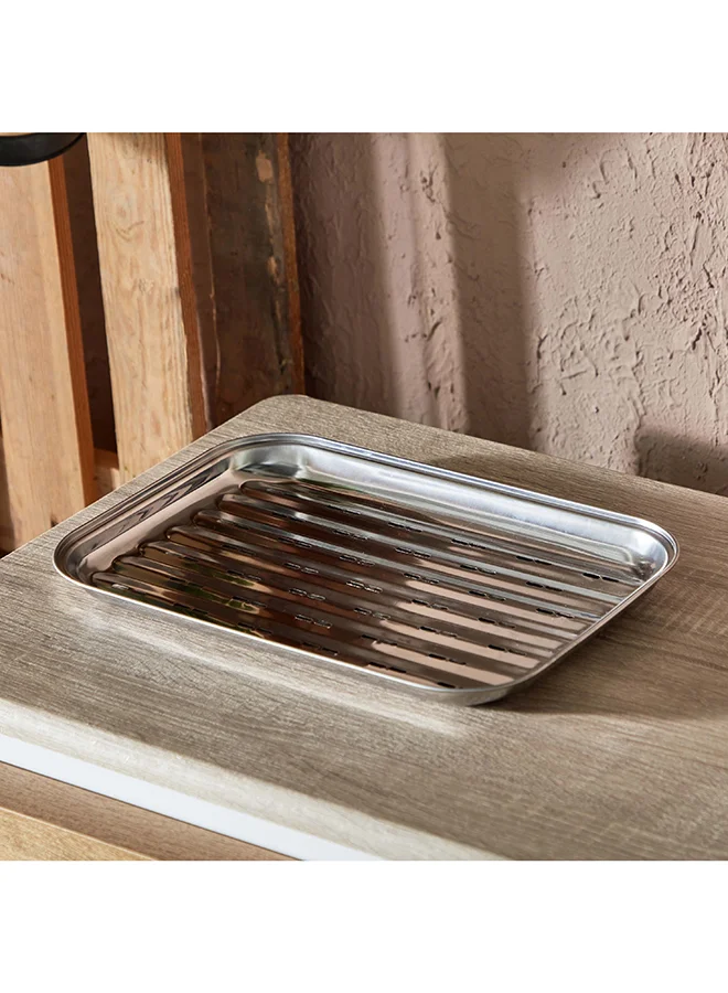 Home Box BarbeQ Grill Steel Topper Tray 34.5x2.6x24.3 cm