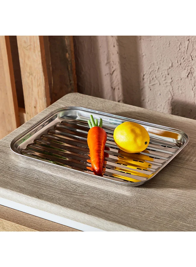 Home Box BarbeQ Grill Steel Topper Tray 34.5x2.6x24.3 cm