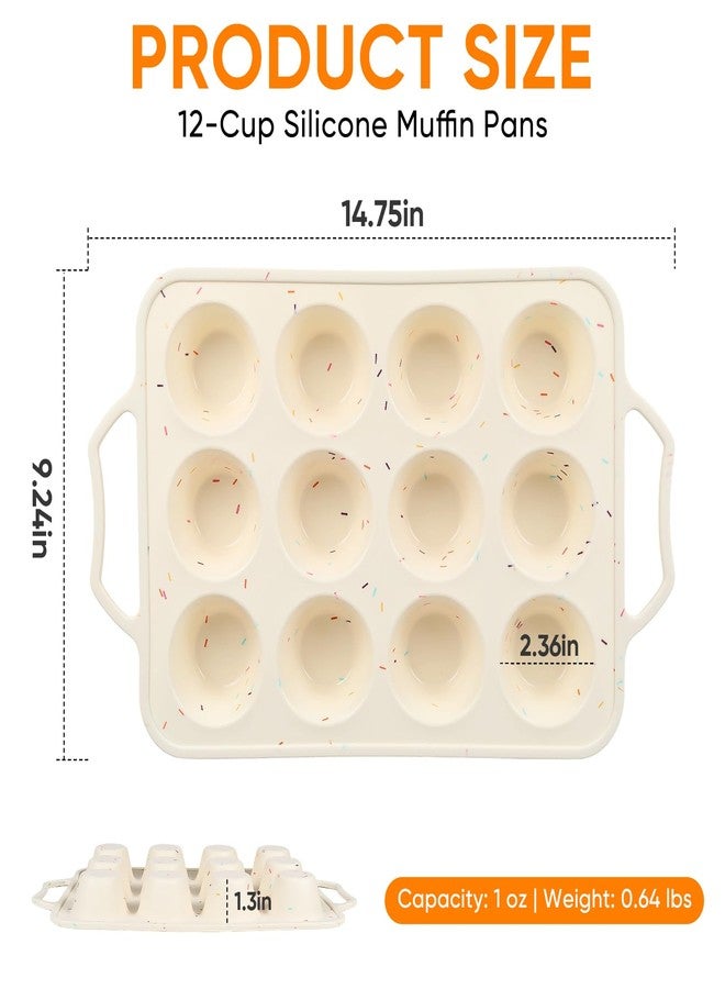 Ebecuoa 2 Pack Silicone Muffin Pans 12 Cups Regular Size, Nonstick Cupcake Baking Pan with Metal Reinforced Frame, BPA Free Silicone Muffin Trays, Oven & Dishwasher Safe for Homemade Muffins Egg Bites - Image 2