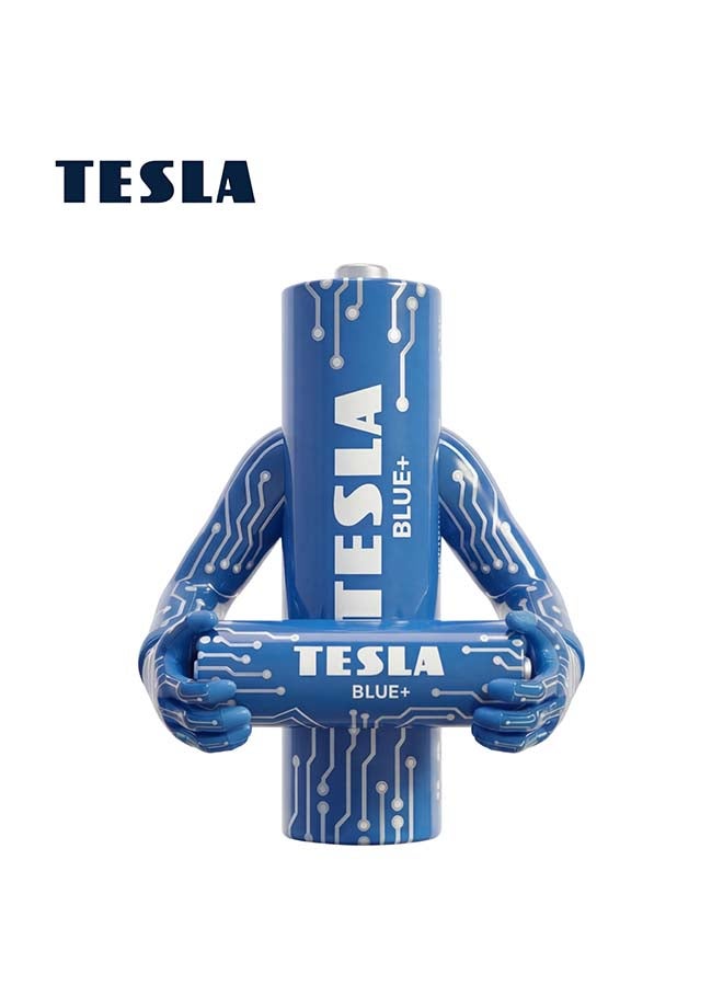Tesla بطاريات تسلا AA زرقاء + كربون زنك R6 1.5 4 قطع - Image 3
