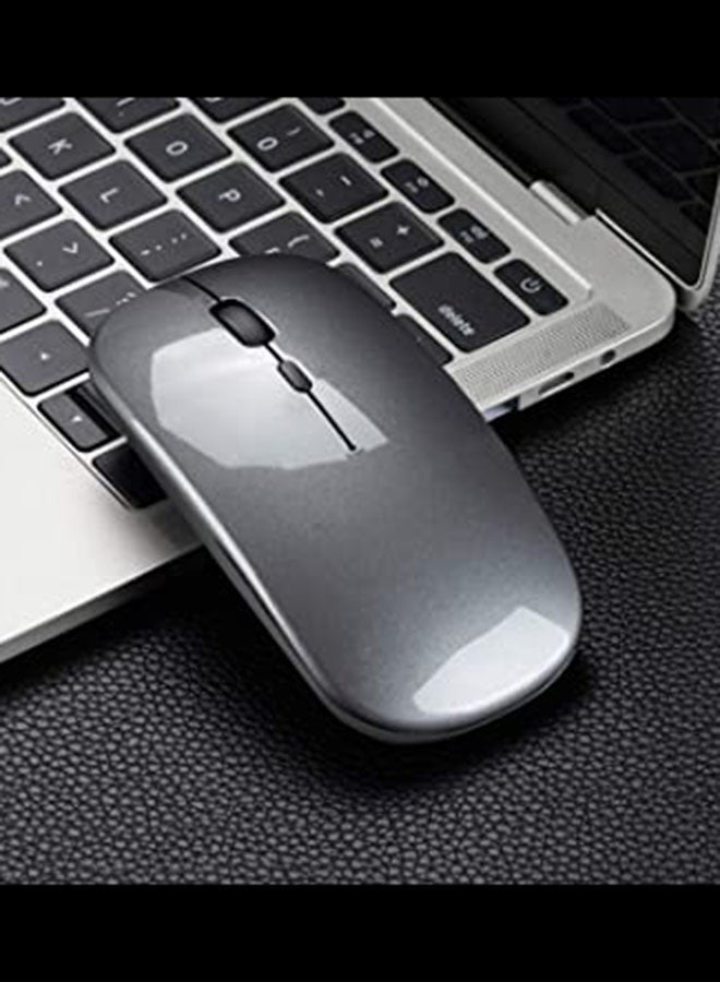 ماوس لاسلكي نحيف قابل لإعادة الشحن، ماوس لاسلكي بثلاثة مفاتيح، 2.4 جيجا، كتم الصوت، فأرة مكتب لسطح المكتب باللون الرمادي - Image 3