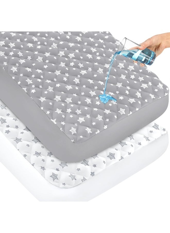 Moonsea Moonsea Crib Mattress Protector Waterproof 2 Pack Quilted Crib Mattress Pad Cover, Extra Soft Breathable Toddler Mattress Pad Cover - 28” x 52”  - Image 1