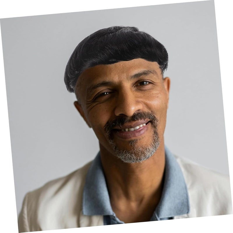Short Hair Toupee for Men Lightweight and Seamless Hair for Bald Spots Natural Look Synthetic Wig for Middle Aged Men Easy Application for Daily Wear and Special Occasions - Image 5
