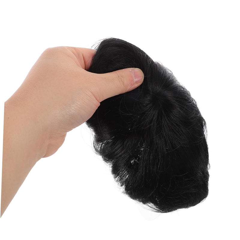 Short Hair Toupee for Men Lightweight and Seamless Hair for Bald Spots Natural Look Synthetic Wig for Middle Aged Men Easy Application for Daily Wear and Special Occasions - Image 3