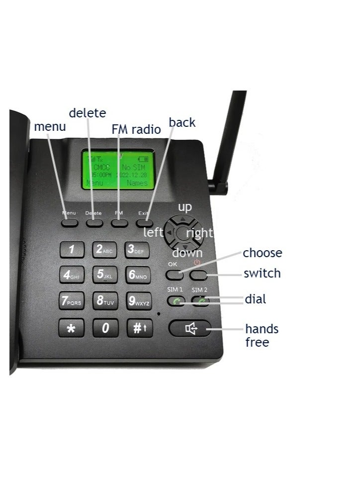 Cordless GSM Wireless Phone for Elderly – Dual SIM Fixed Home Office Telephone with FM Radio, Big Buttons, Loud Sound & Easy Use - Image 2