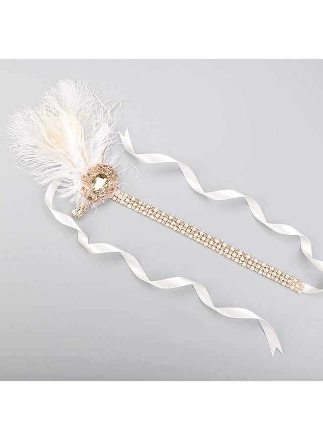 Chmier Hmier Bridal 1920S Flapper Feather Headband With Crystal Pearl Head Chain White Feather Roaring 20S Headpiece Prom Party Festival Gatsby Hair Jewelry For Women And Girls - Image 5