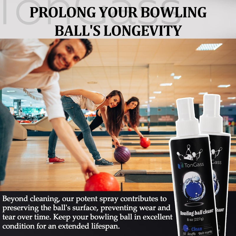 TonGass (2+1 Pack Bowling Ball Cleaner Spray Kit with Bowling Towel Portable Bowling Cleaner Set Bowling Accessories Oil Scuff Mark Cleaner Restores Tack and Prolongs Lifespan of Ball - Image 4
