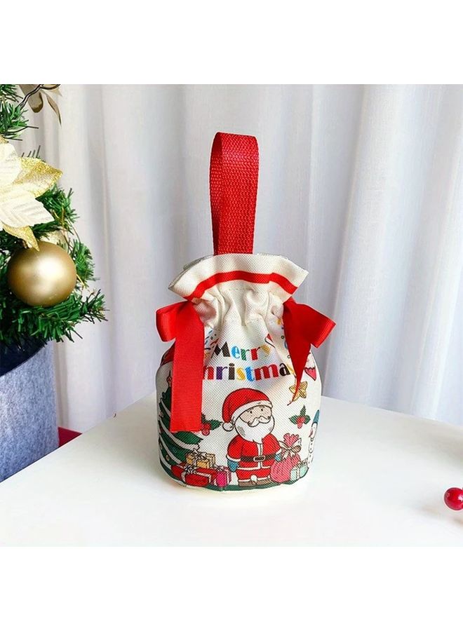 Christmas Canvas Tote Bag Festive Santa Tree Design Durable Polyester Red - Image 1