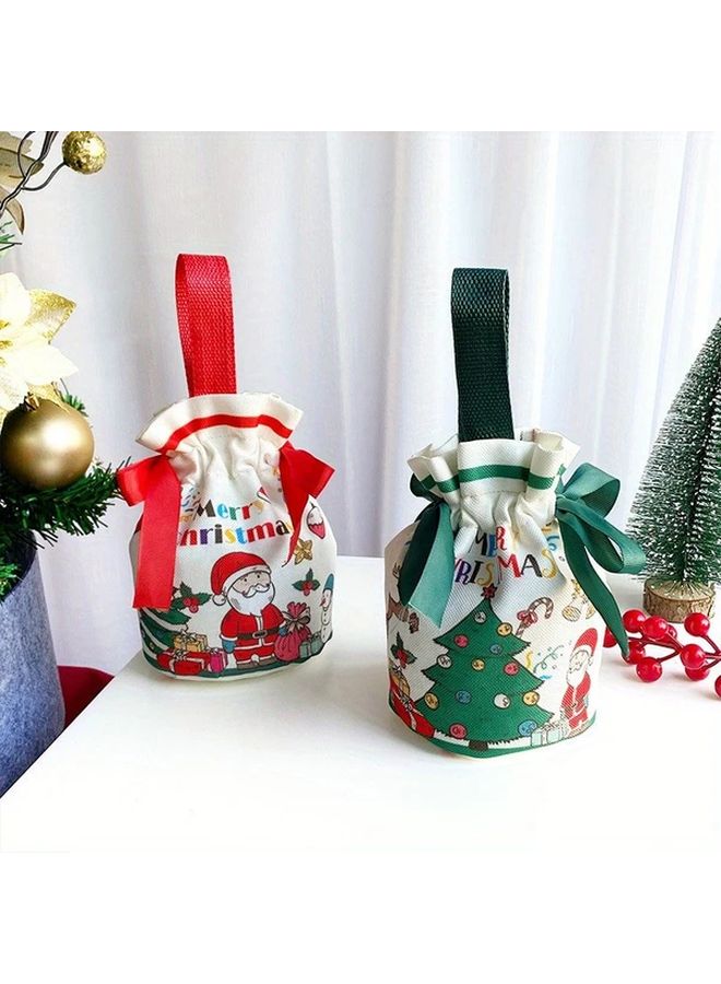Christmas Canvas Tote Bag Festive Santa Tree Design Durable Polyester Red - Image 3