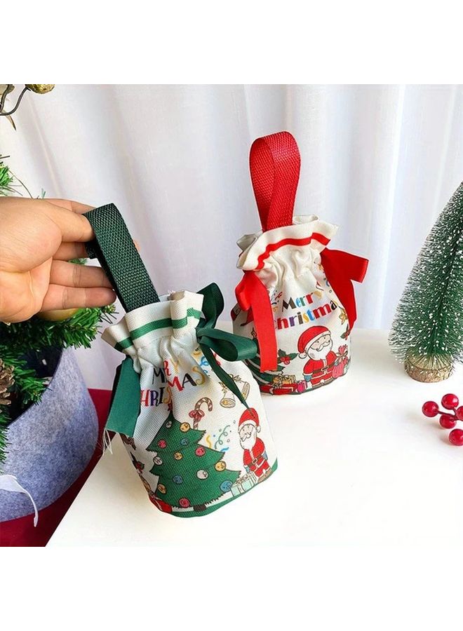 Christmas Canvas Tote Bag Festive Santa Tree Design Durable Polyester Red - Image 2