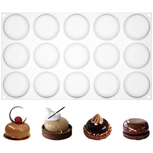 FUNSHOWCASE 15 Cavities Curved Round Stone Silicone Mold Tray per Cavity 18x18x07inch