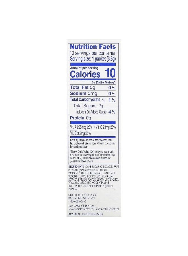 True Citrus True Citrus, True Lemon, Kids Drink Mix, Blue Raspberry, 10 Packets, 0.13 oz (3.6 g) Each  - Image 2