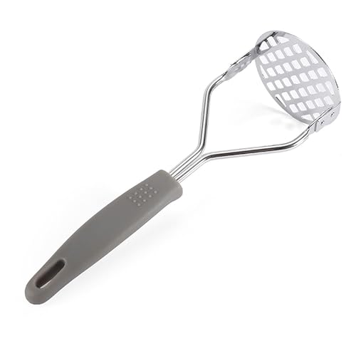 DORMICO® Potato Masher-Food-Grade Stainless Steel Vegetable Masher with Non-Slip Heat Resistant Handle-Large Round Press Plate Kitchen Gadget for Mashed Potatoes, Pav Bhaji, Fruits & Baby Food, Grey - Image 5