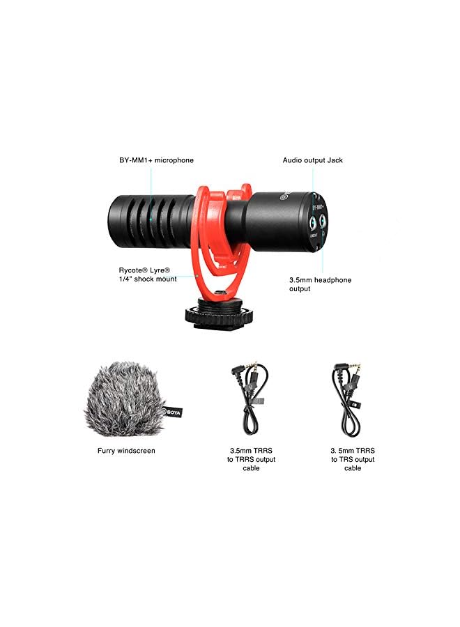 BOYA New Camera Super-Cardioid Video Shotgun Condenser Microphone By-Mm1+ With Headphone Monitoring For Camera Camcorder Android Iphone Mac Pc Live Stream Recording - Image 3