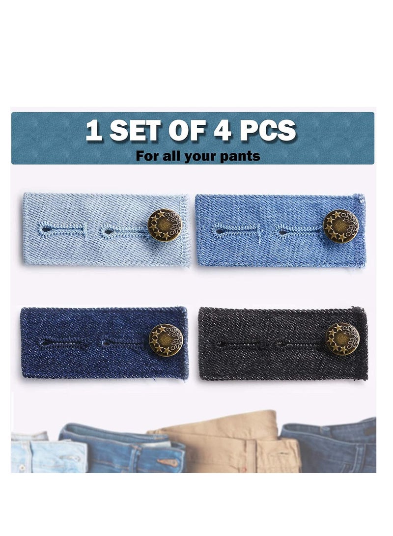 SOLARAE 4 PCS Button Extender Premium Pants Waist Extender for Maternity Convenient Waistband Extender for Men Women Jean Waist Extenders Black Pants Button Extender for Pants Denim - Image 3