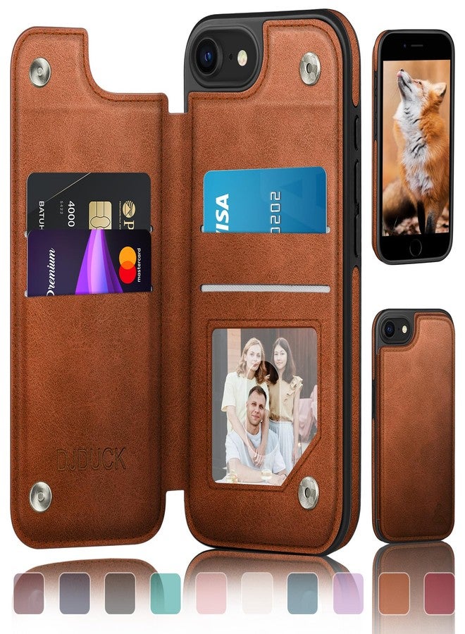 DJDUCK Designed for iPhone 7/8/SE2020/SE2022 Case Wallet with Card Holder, [Magnetic Clasp Cover] [RFID Blocking Leather Protection] Shockproof Women Men Cases 4.7 Inch for Apple 7/8/SE2 Light Brown - Image 1