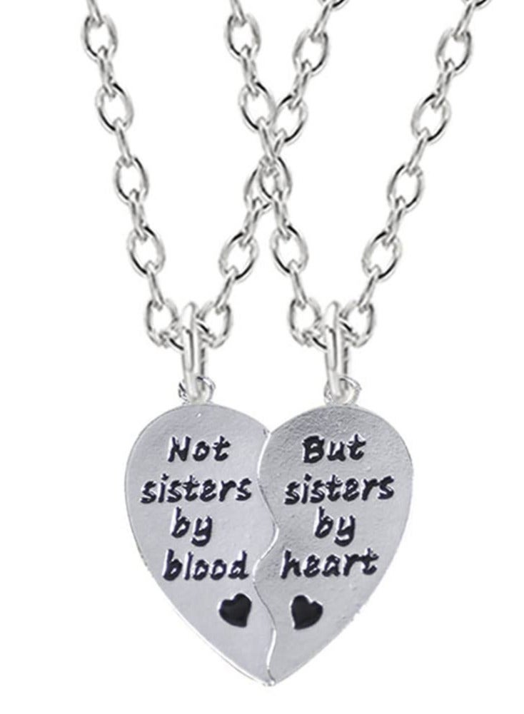 Best Friend Necklaces for 2 Girls Broken Heart Necklace for Best Friends Birthday Gifts for Women Not Sisters by Blood But Sisters by Heart Necklace - Image 1