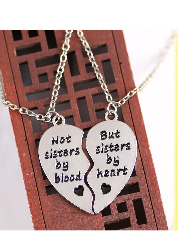 Best Friend Necklaces for 2 Girls Broken Heart Necklace for Best Friends Birthday Gifts for Women Not Sisters by Blood But Sisters by Heart Necklace - Image 2