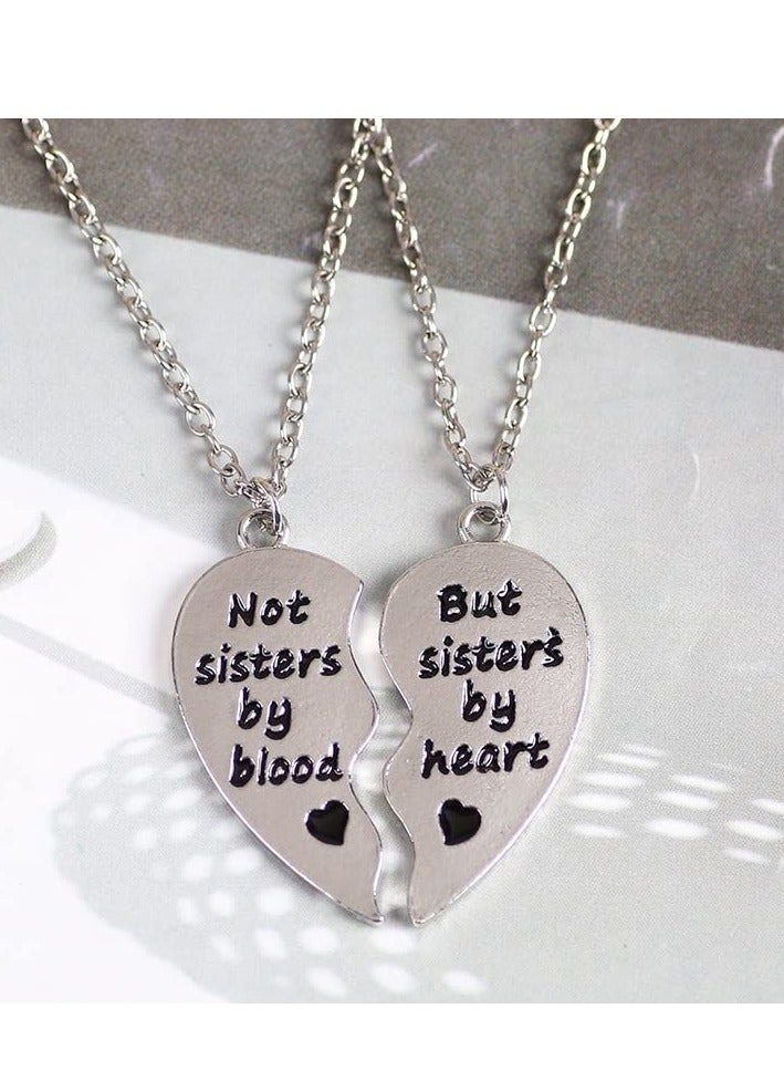 Best Friend Necklaces for 2 Girls Broken Heart Necklace for Best Friends Birthday Gifts for Women Not Sisters by Blood But Sisters by Heart Necklace - Image 3