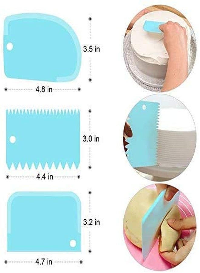 Baking Set Cake Popular Combo -12 Piece Cake Decorating Nozzles Set Frosting Icing Piping Bag and 3pcs/Set Plastic Dough Bench Scraper Cake Cutter, Icing Fondant Cake Decorating Pastry Baking Tool. - Image 4