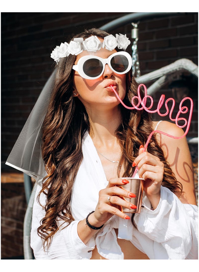 SYOSI طرحة زفاف SYOSI، مجموعة طرحة وحجاب لحفلة العزوبية، رباط رأس زينة لحفلة الزفاف، رباط رأس للعروس، طرحة زفاف للنساء، زينة حفلة العزوبية، إكسسوارات العروس - Image 5