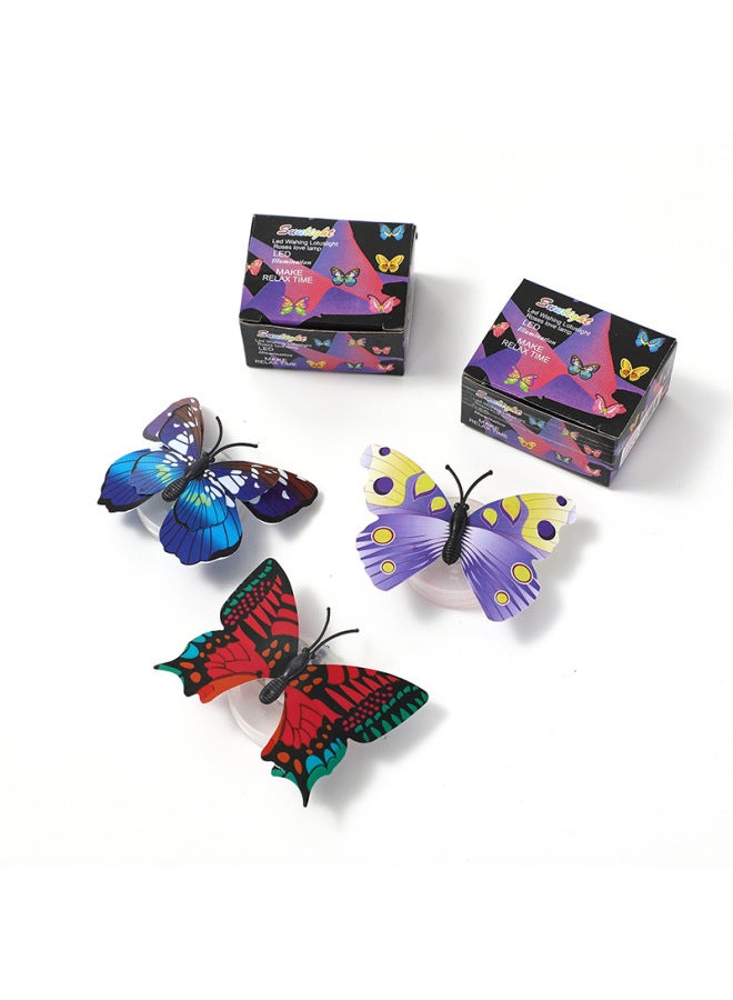 Loquat Luminous Stereo erfly Artificial Decoration Refrigerator Room Car Sticker Layout erfly Wall Sticker Painting-Color:Color Box Packaging erfly Night Light - Image 1