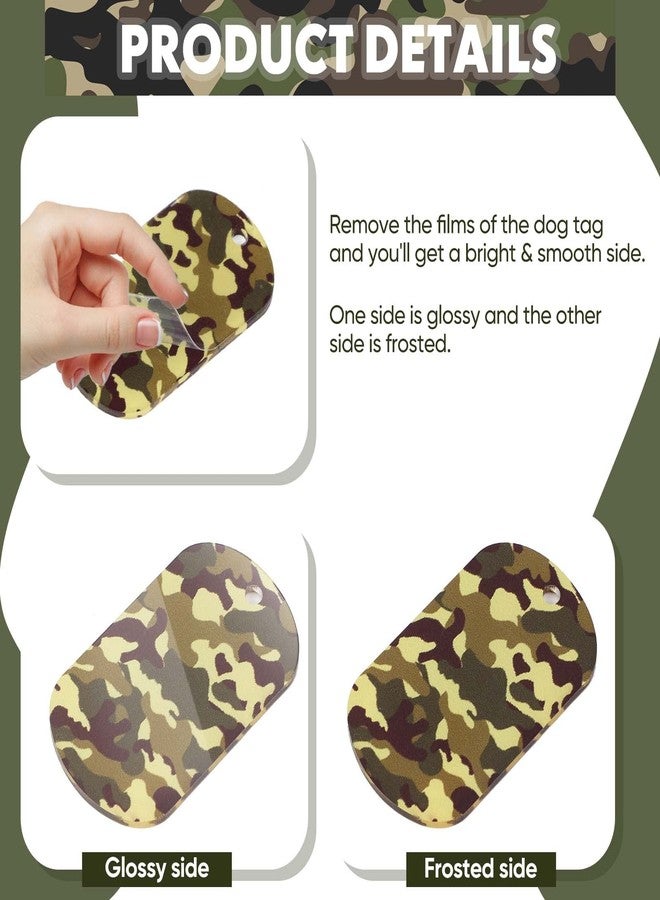 Yinkin 100 Pcs Military Dog Tags Army Camouflage Dog Tags Acrylic Military Camo Party Favors Supplies Include 50 Camo Necklaces with 50 Beaded Chains for Kids Women Men Gifts(Mixed Color) - Image 3