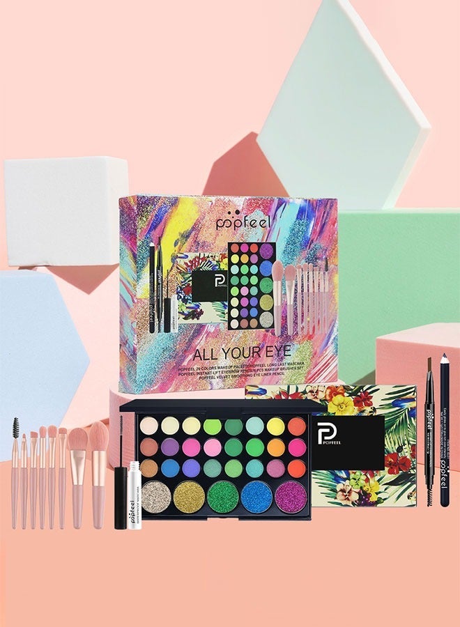 popfeel Eye Makeup Kit, Full makeup,With 29-Color Eyeshadow Palette/Makeup Brushes/Eyeliner/Eyebrow Pencil/Mascara, Hypoallergenic  Long-Lasting, For Daily  Party Use,2026 New Model - Image 5