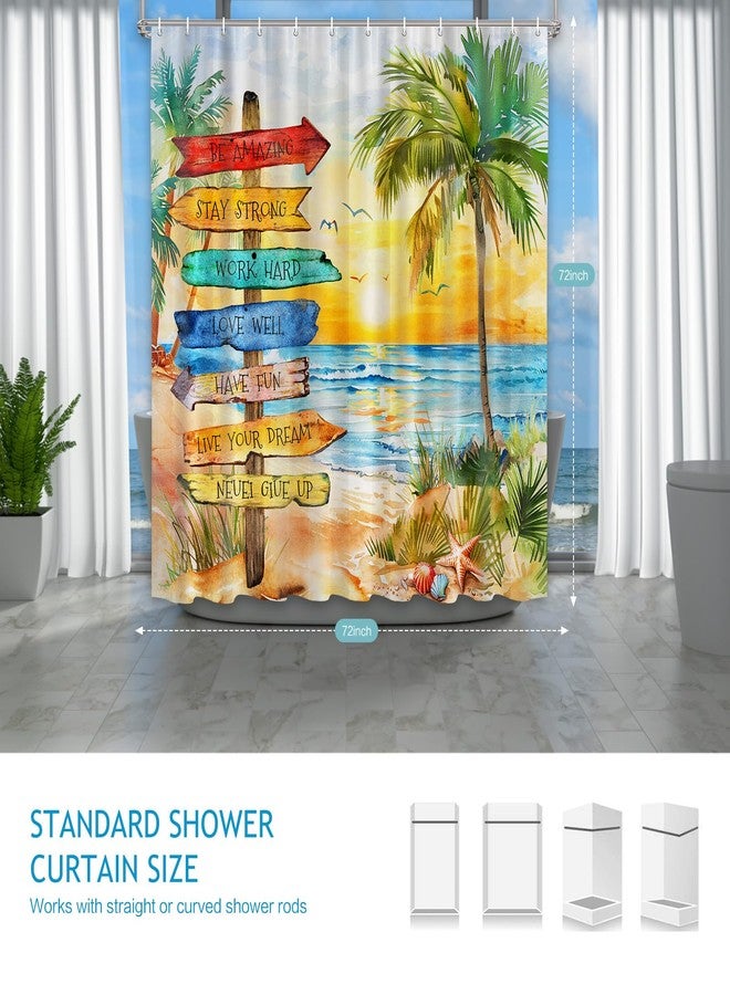 Vimorco Shower Curtain Beach Path, Shower Curtains for Bathroom Waterproof Quick-Dry Polyester Fabric, Bathroom Curtains Set, Bath Curtain Decor, 72''x 72'', Seaside View - Image 2