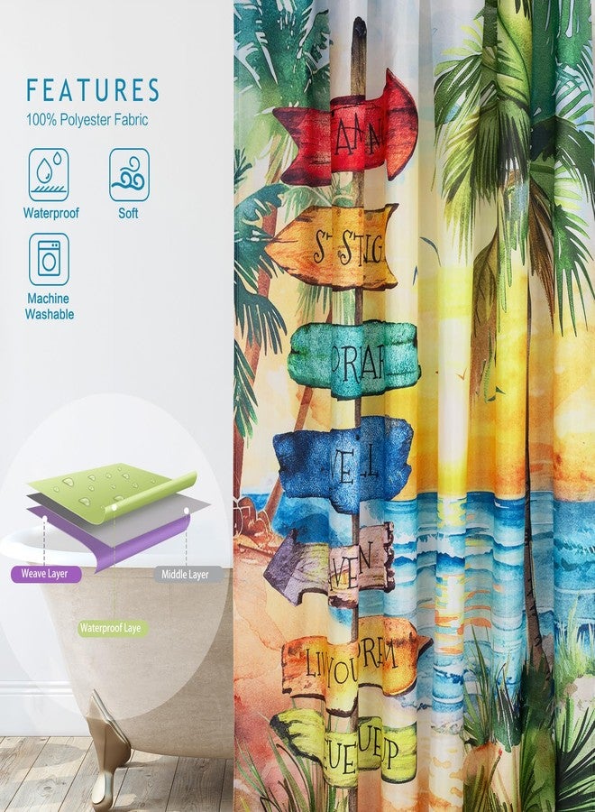 Vimorco Shower Curtain Beach Path, Shower Curtains for Bathroom Waterproof Quick-Dry Polyester Fabric, Bathroom Curtains Set, Bath Curtain Decor, 72''x 72'', Seaside View - Image 3